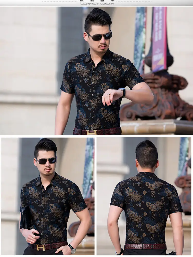 Men's 2018 Floral Short Sleeve Shirt Black — feature 8