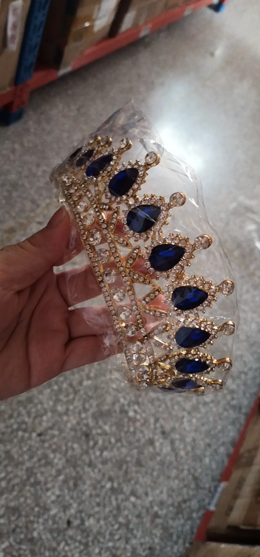 Bridal Crown Headband with Blue Gemstones - Image 3