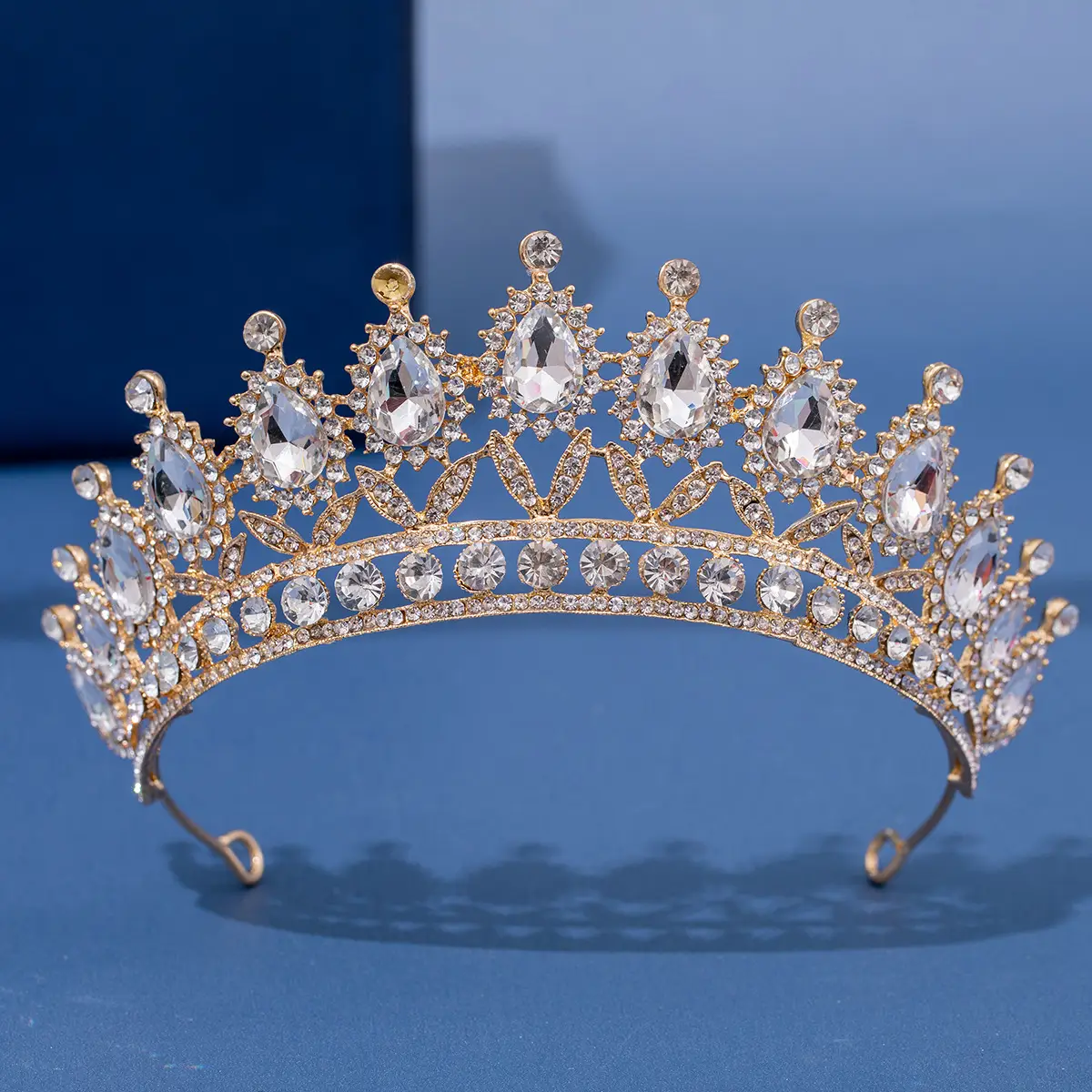 Bridal Crown Headband with Blue Gemstones - Image 6