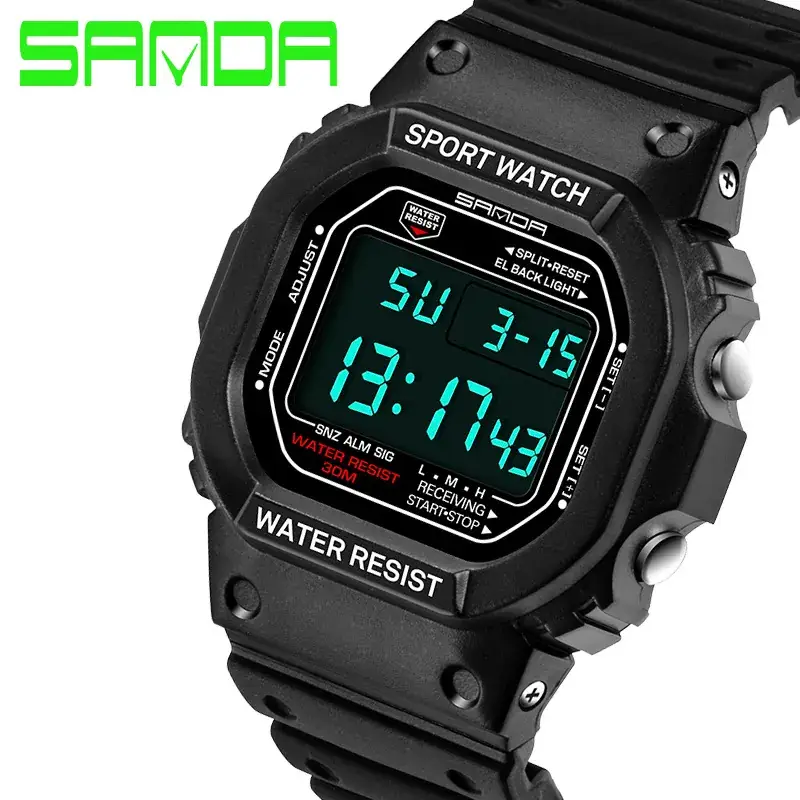 Waterproof Digital Sport Watch for Men Women Black