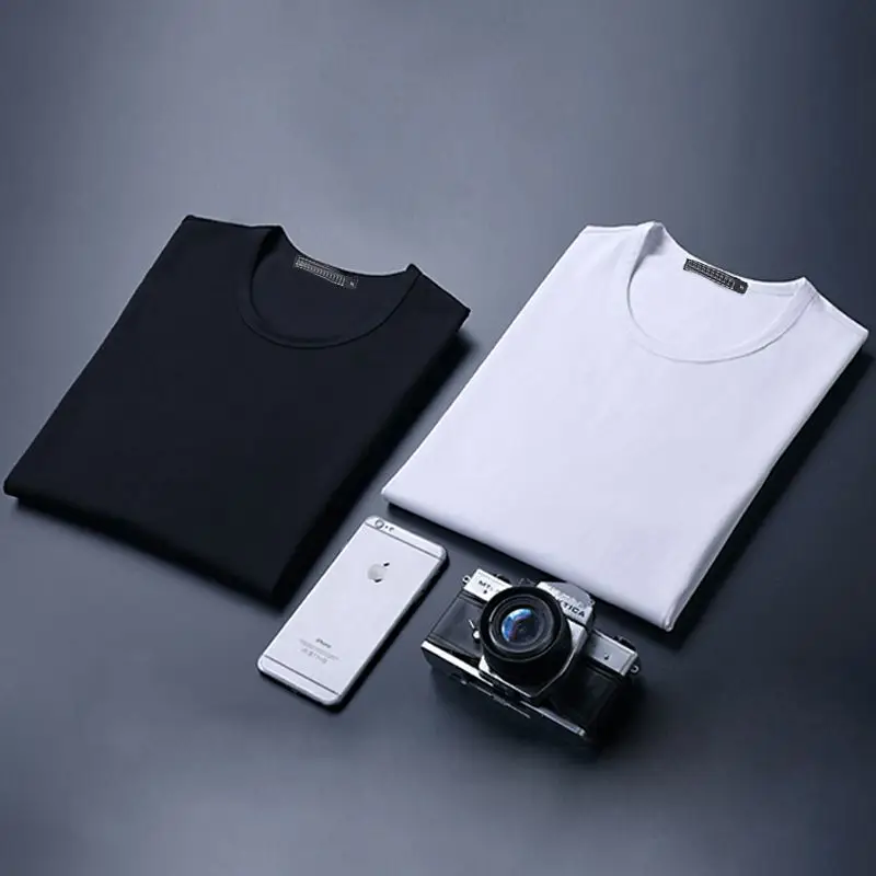 Men 34 Sleeve Black Cotton Round Neck T-Shirt - Image 7