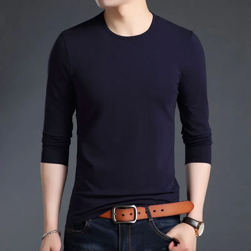 Men 34 Sleeve Black Cotton Round Neck T-Shirt - Image 5