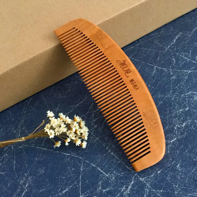 Peach Wood Thick Tooth Comb Anti-Static Anti-Off