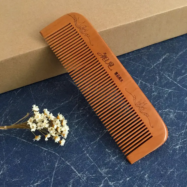Peach Wood Thick Tooth Comb Anti-Static Anti-Off