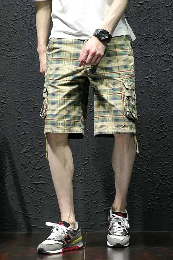 Men Plaid Multi-Pocket Shorts Casual Summer Pants - Image 4
