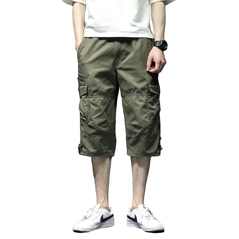 Men's Olive Green 7-Pocket Capri Pants - Image 4