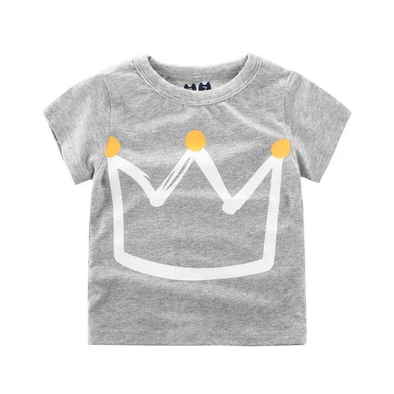 2024 Boys Crown Print T-Shirt Navy Blue Short Sleeve