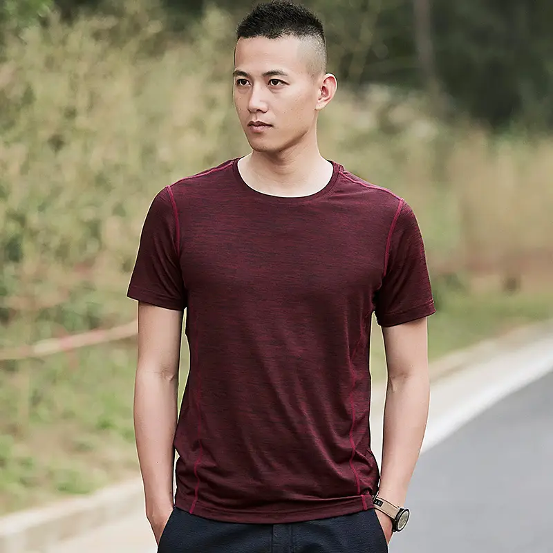 Men Grey Marbled Fitness T-Shirt Round Neck Short Sleeve 2020 - Image 8