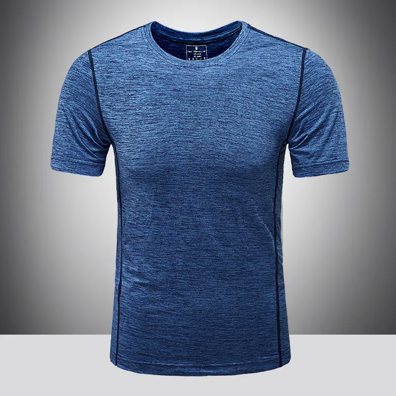 Men Grey Marbled Fitness T-Shirt Round Neck Short Sleeve 2020 - Image 2