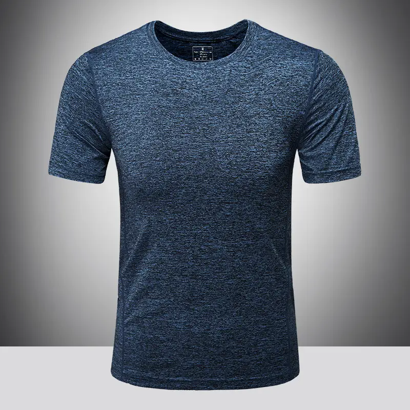 Men Grey Marbled Fitness T-Shirt Round Neck Short Sleeve 2020 - Image 3