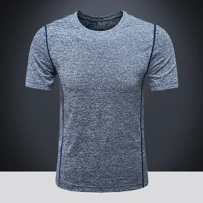 Men Grey Marbled Fitness T-Shirt Round Neck Short Sleeve 2020 - Image 4