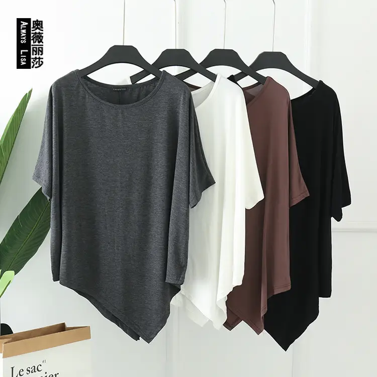 Women's Loose Fit Batwing Top T-Shirt Modal Summer - Image 5