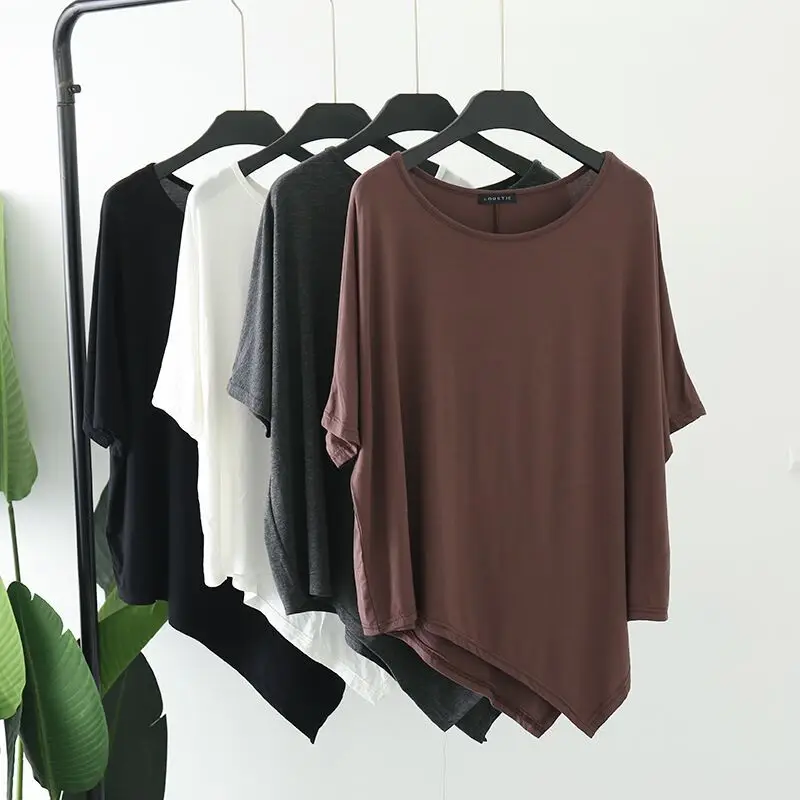 Women's Loose Fit Batwing Top T-Shirt Modal Summer - Image 6