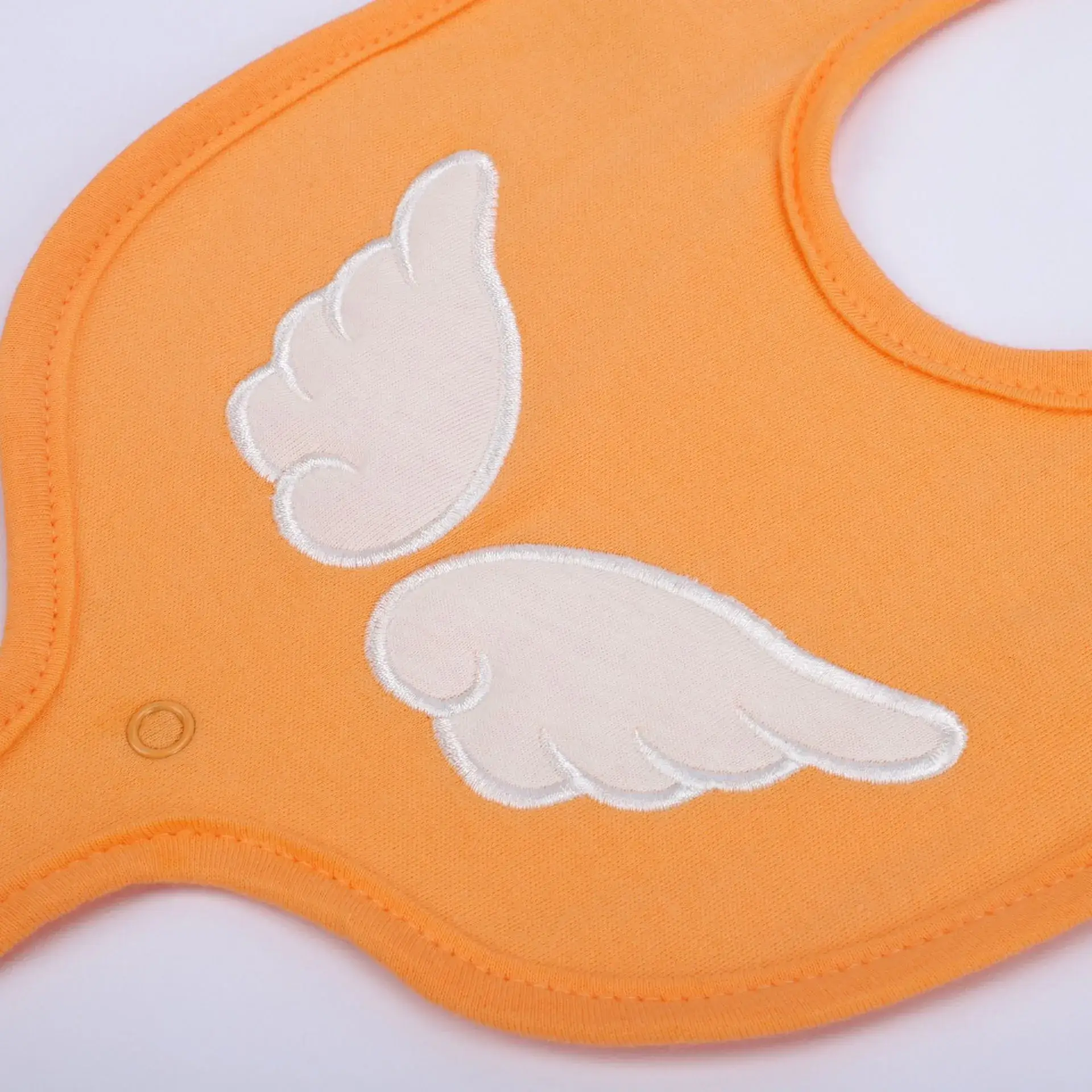 Orange Cotton Baby Bib with Wings Design - Image 8