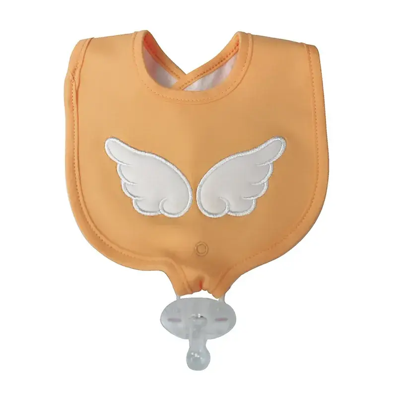 Orange Cotton Baby Bib with Wings Design - Image 11