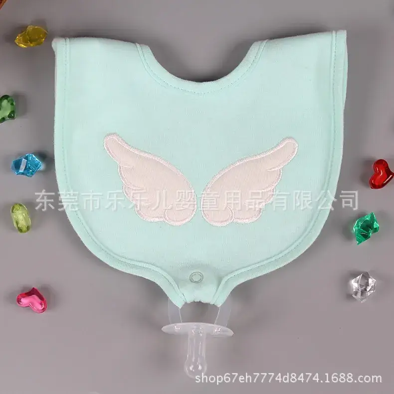Orange Cotton Baby Bib with Wings Design - Image 2