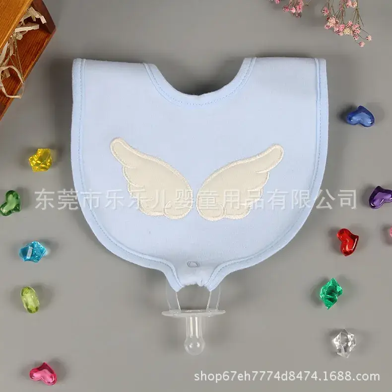 Orange Cotton Baby Bib with Wings Design - Image 3