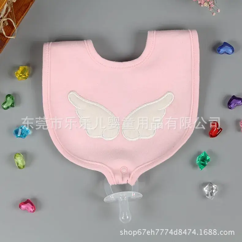 Orange Cotton Baby Bib with Wings Design - Image 5