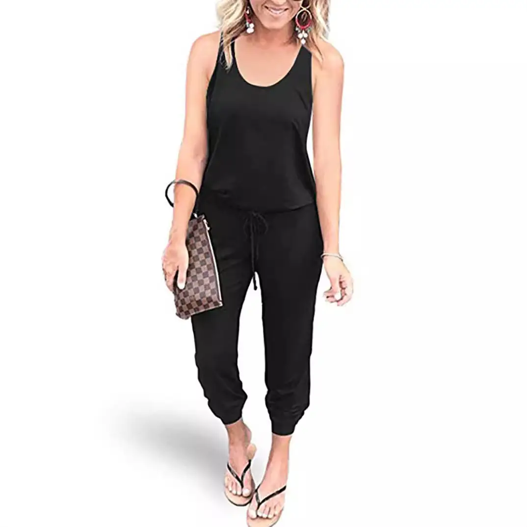 Women's 2-Piece Summer Jumpsuit Set with Tie Pocket - Image 3