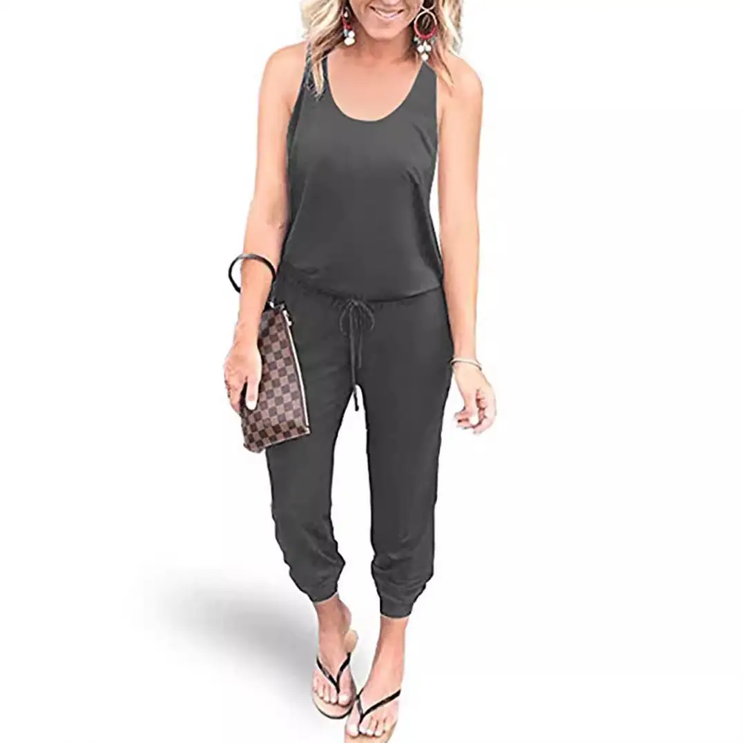 Women's 2-Piece Summer Jumpsuit Set with Tie Pocket - Image 4