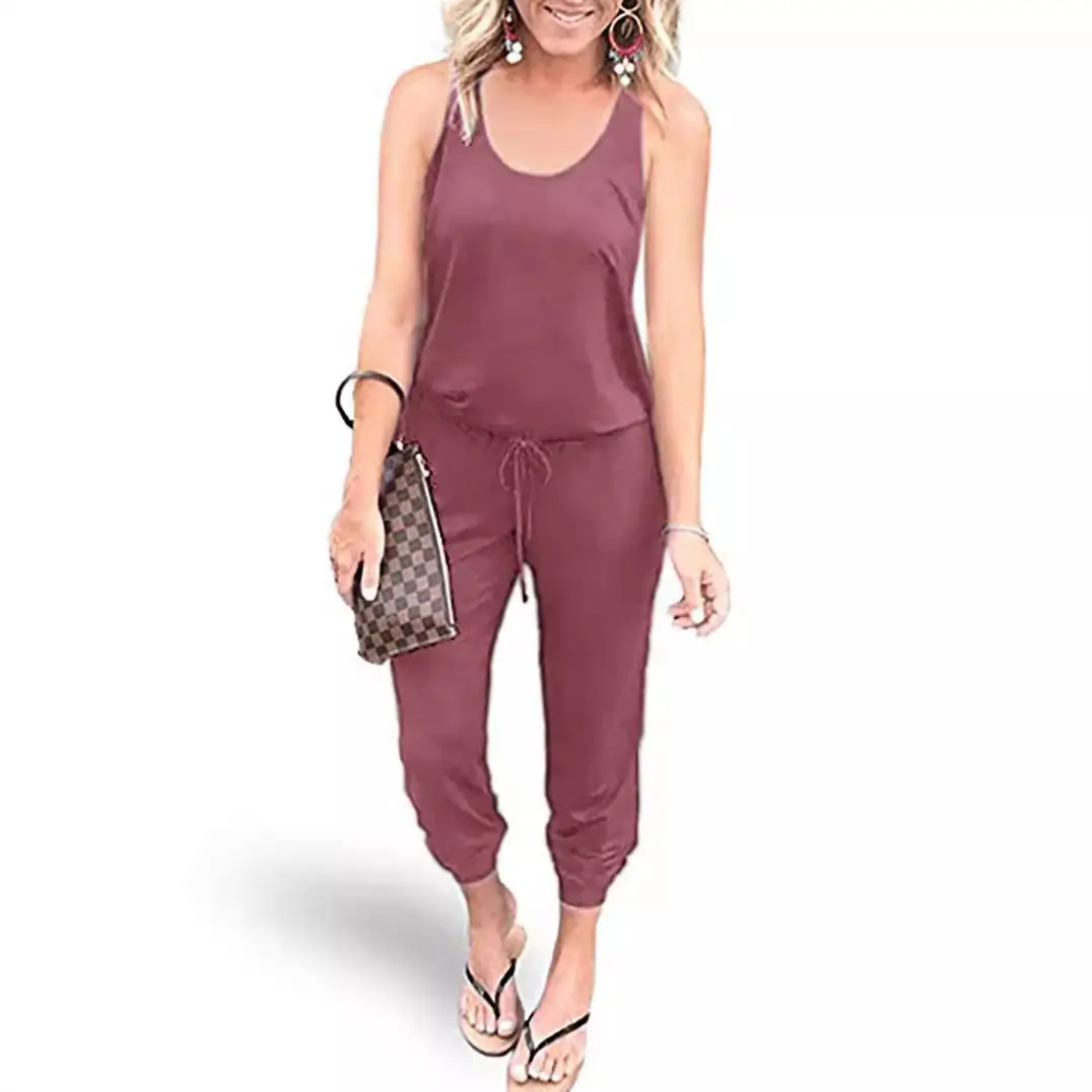 Women's 2-Piece Summer Jumpsuit Set with Tie Pocket - Image 5