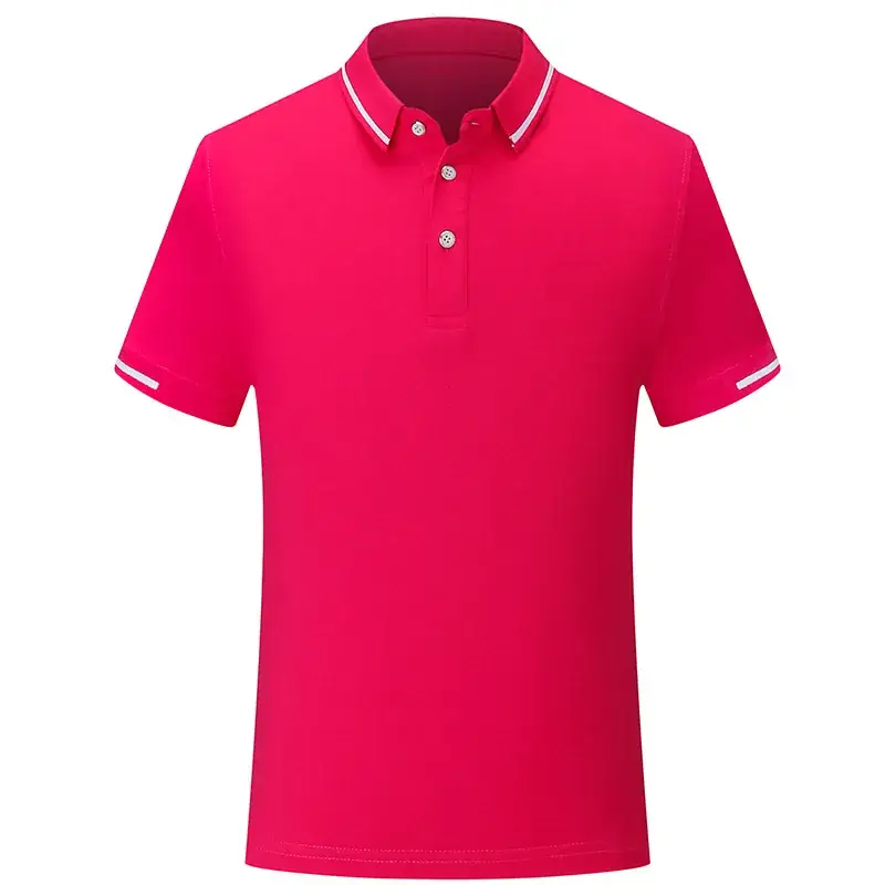 Men Red Polo Shirt with White Collar Trim - Image 7