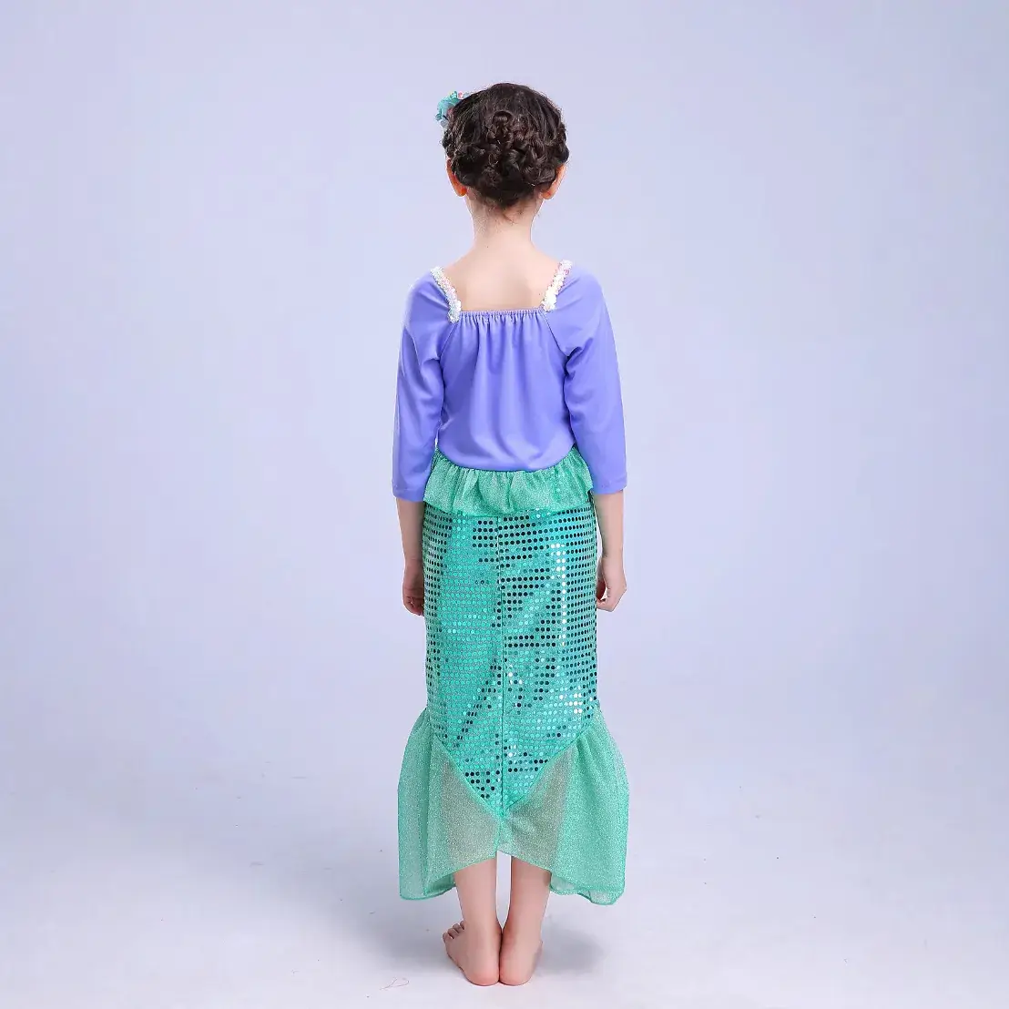 Girls Mermaid Dress Sequined Skirt Long Sleeve - Image 5