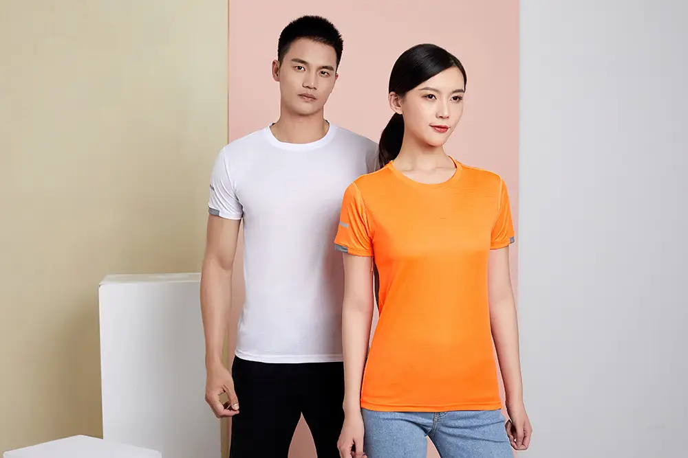 Orange Ice Silk Marathon T-Shirt with Logo Print — feature 11