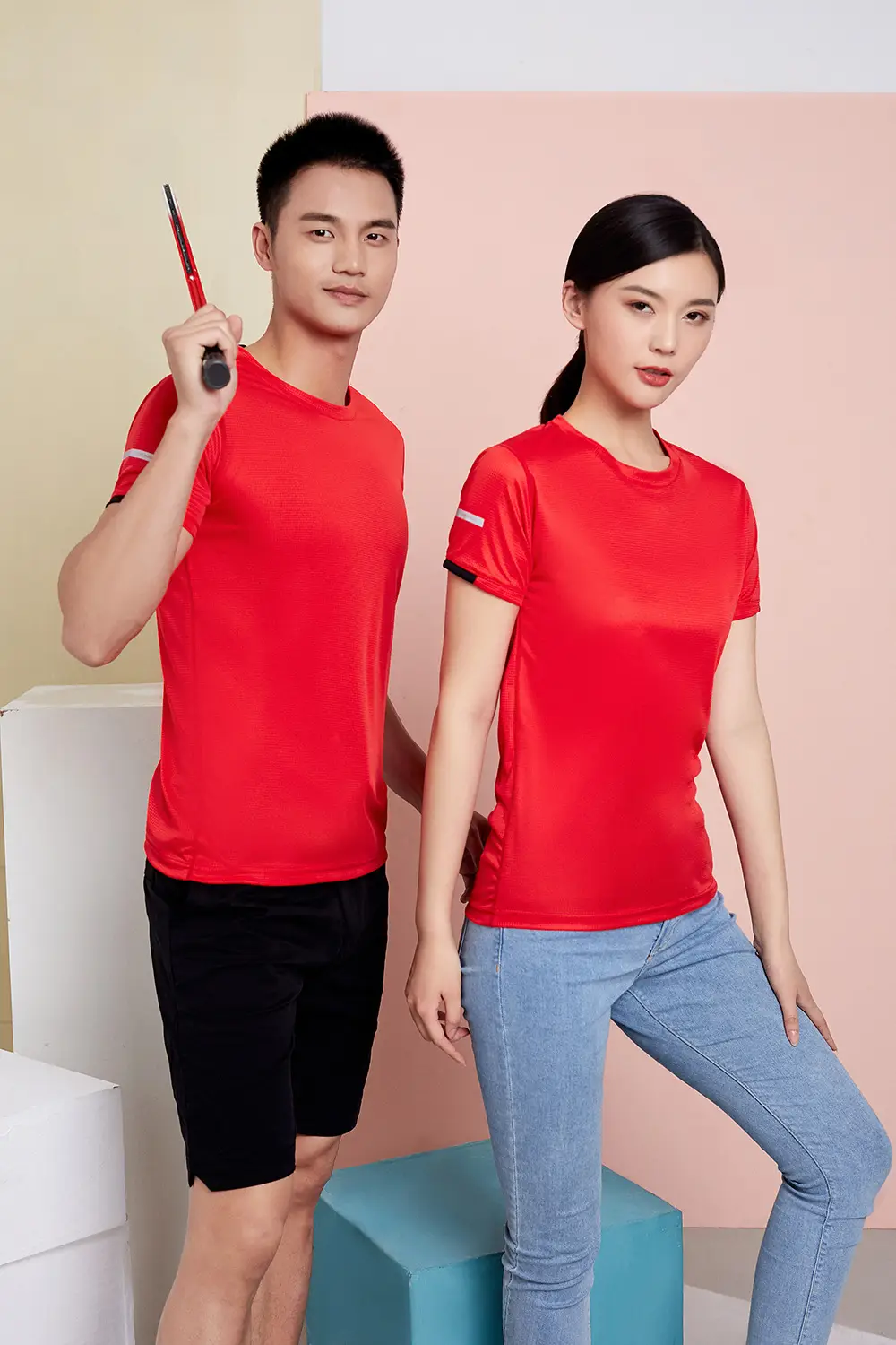 Orange Ice Silk Marathon T-Shirt with Logo Print — feature 12