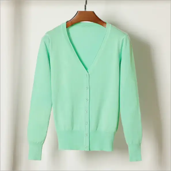 Green V-Neck Women's Cardigan Saree 2020 - Image 10