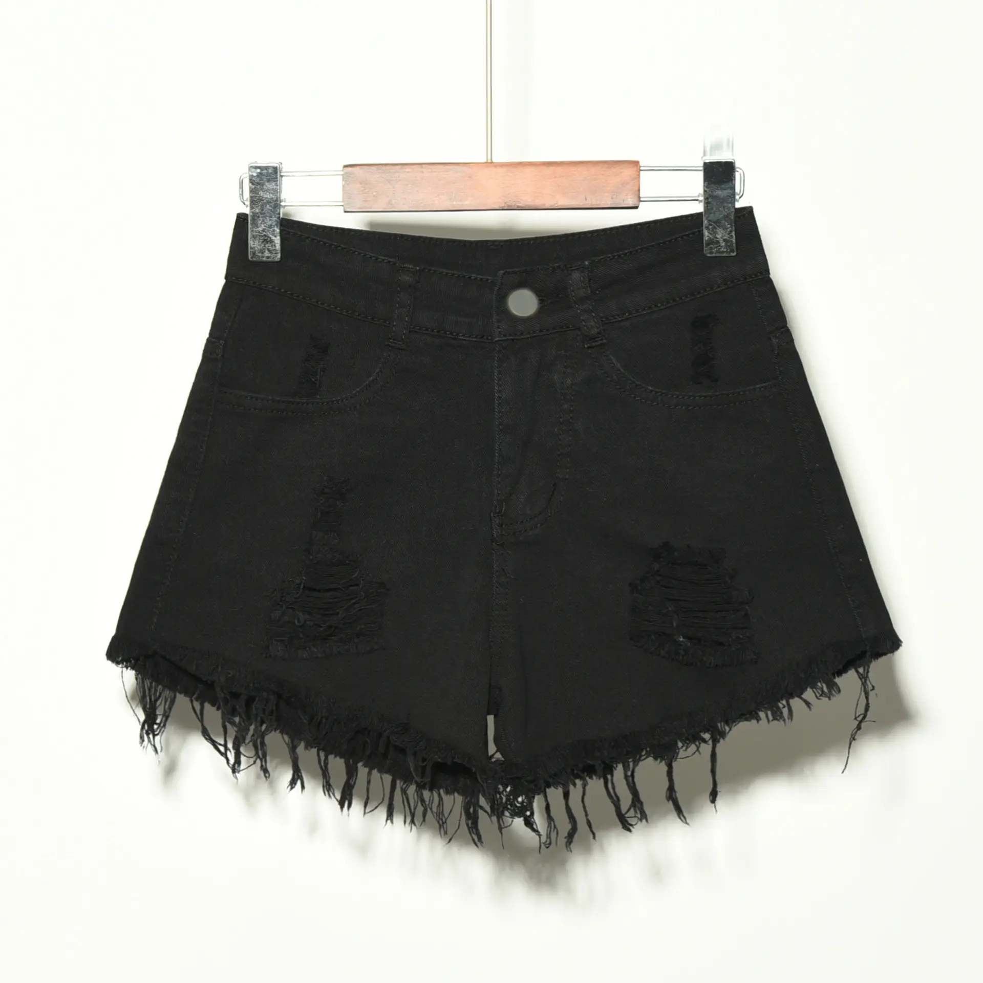 2024 Summer Women's Ripped Denim Shorts Large - Image 2