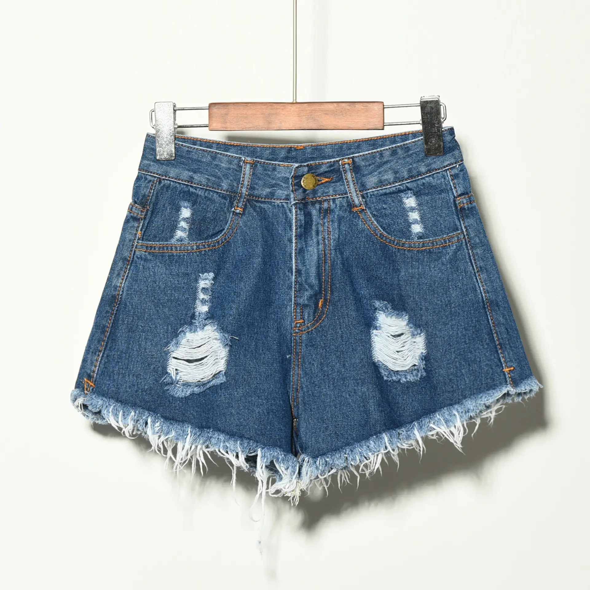 2024 Summer Women's Ripped Denim Shorts Large - Image 3