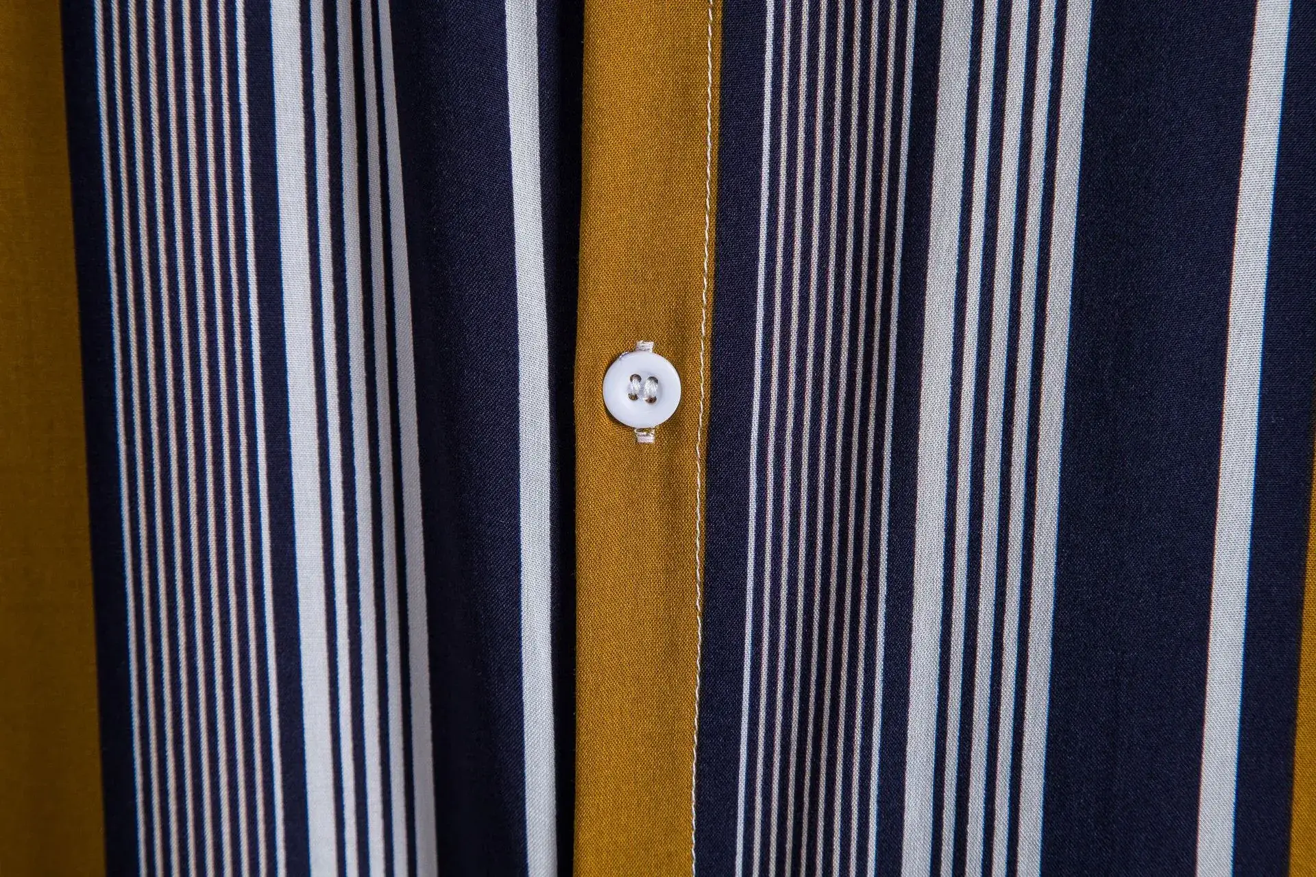 Men Striped Short Sleeve Shirt Blue Yellow Grey - Image 5