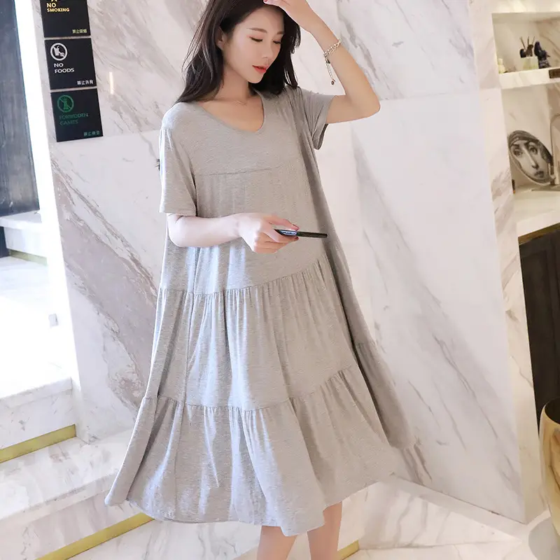 Black Modal Dress Large Size Loose Pajamas Women
