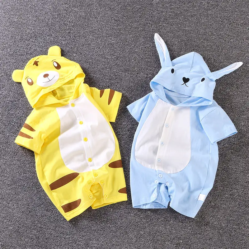 Baby Hooded Blue Short Sleeve Jumpsuit 3-1Yr - Image 6