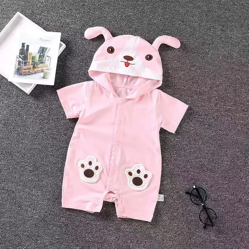 Baby Hooded Blue Short Sleeve Jumpsuit 3-1Yr - Image 3