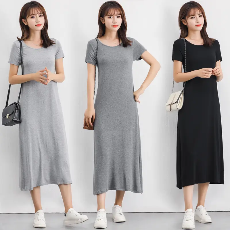 Women Long Sleeve Dress Black Grey Gray Casual Summer Wear - Image 16
