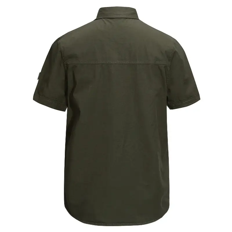Men Navy Blue Military Style Short Sleeve Shirt 2024 - Image 9