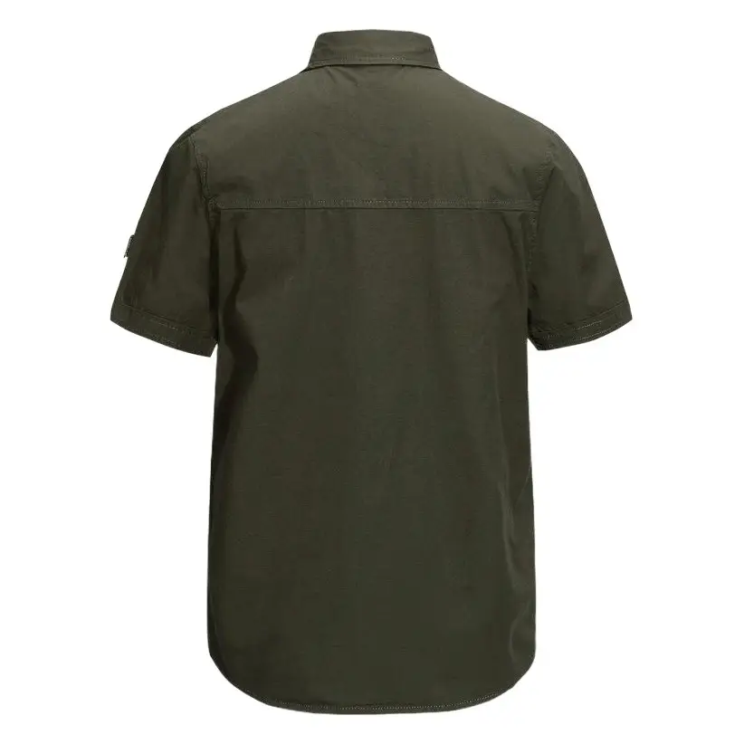 Men Navy Blue Military Style Short Sleeve Shirt 2024