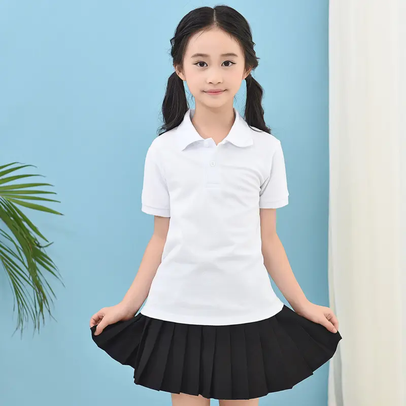 Children's Light Blue Polo T-Shirt Short Sleeve Cotton Boys Summer School Uniform - Image 18