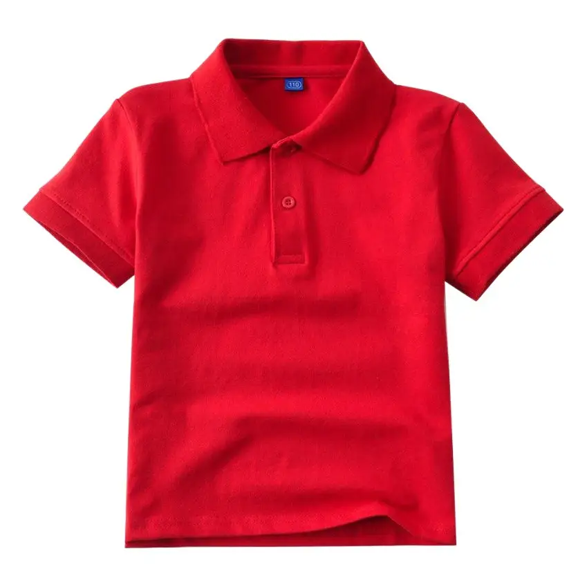 Children's Light Blue Polo T-Shirt Short Sleeve Cotton Boys Summer School Uniform
