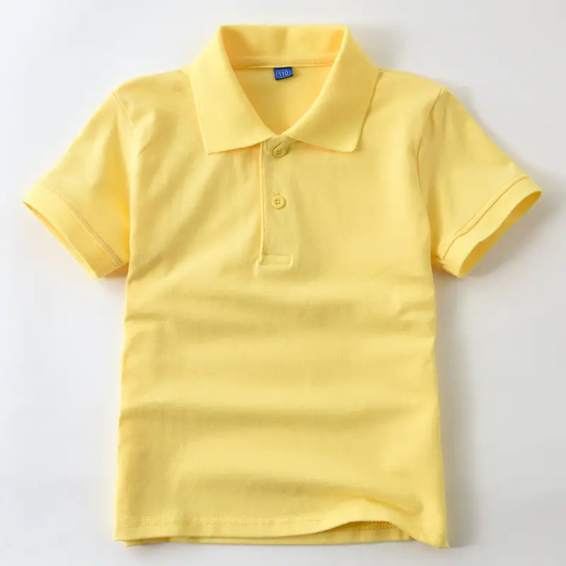 Children's Light Blue Polo T-Shirt Short Sleeve Cotton Boys Summer School Uniform - Image 2
