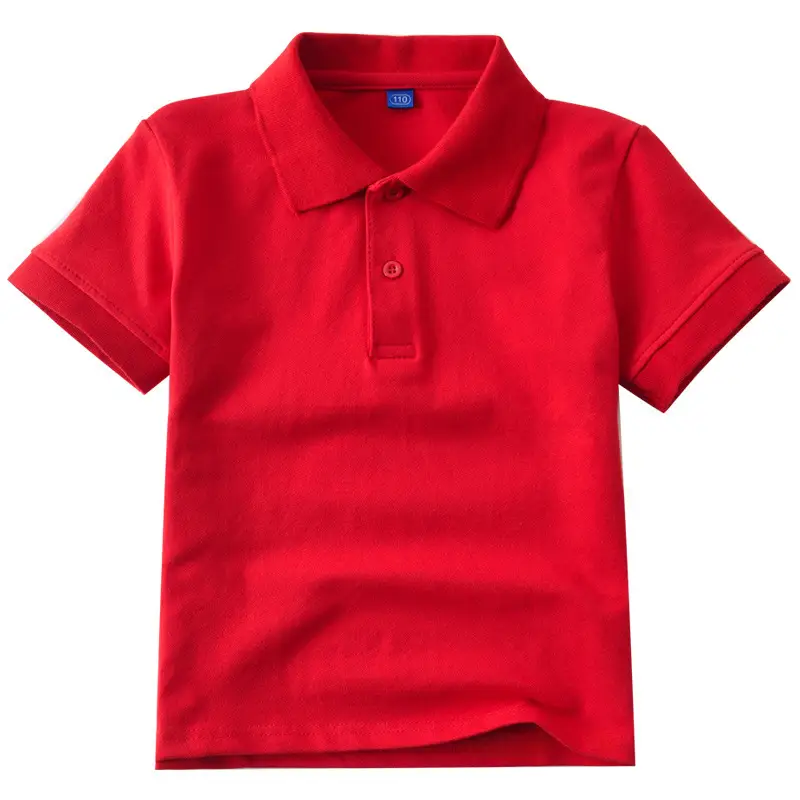 Children's Light Blue Polo T-Shirt Short Sleeve Cotton Boys Summer School Uniform - Image 3