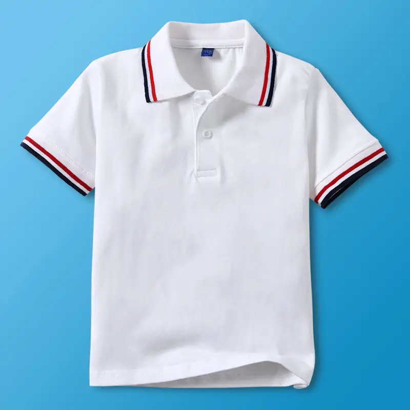 Children's Light Blue Polo T-Shirt Short Sleeve Cotton Boys Summer School Uniform - Image 12