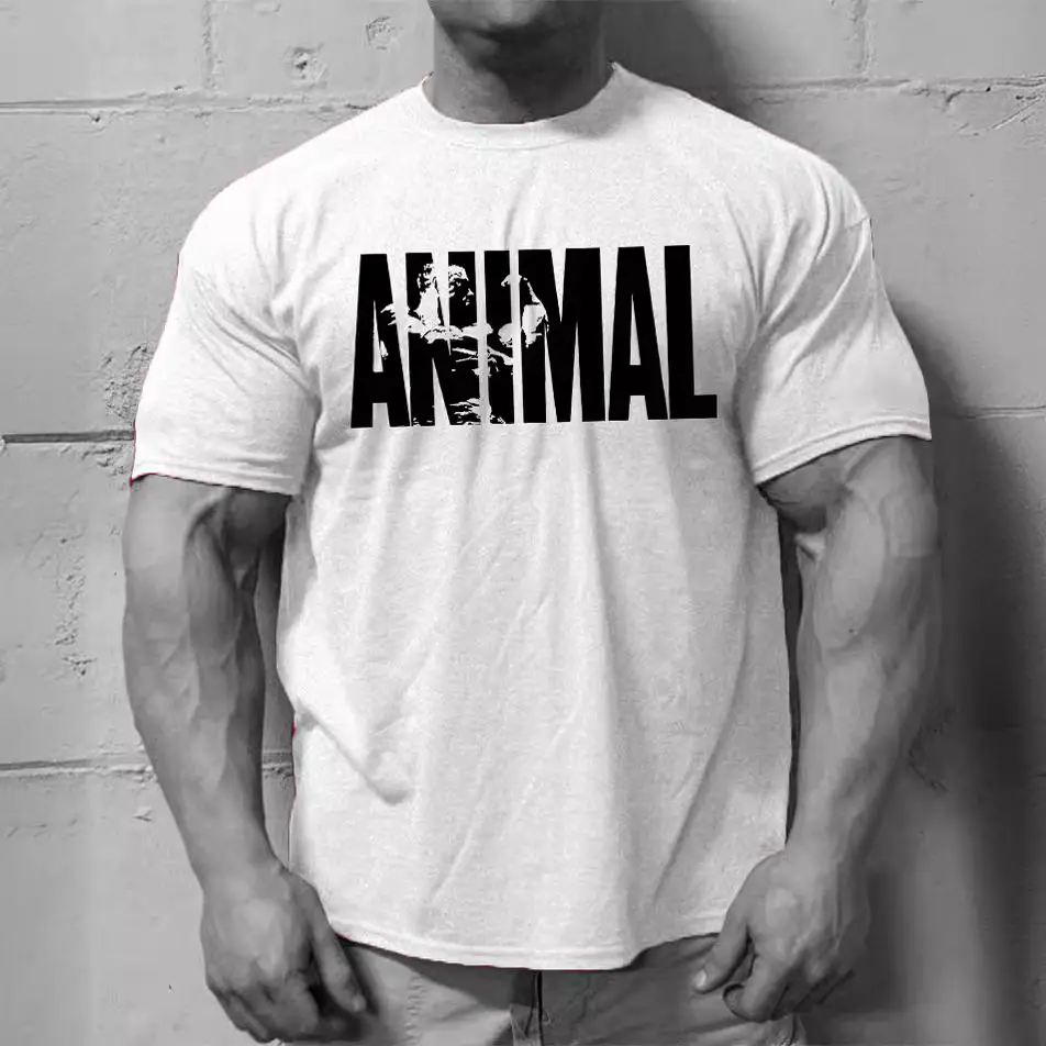 Men's White Animal Print Sports T-Shirt - Image 11