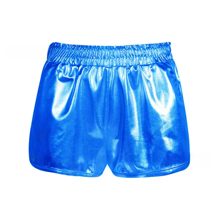 Green Shiny Women's Elastic Waist Shorts - Image 17