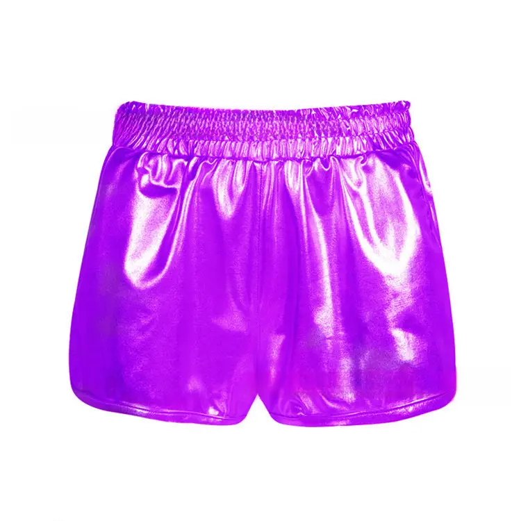 Green Shiny Women's Elastic Waist Shorts - Image 23
