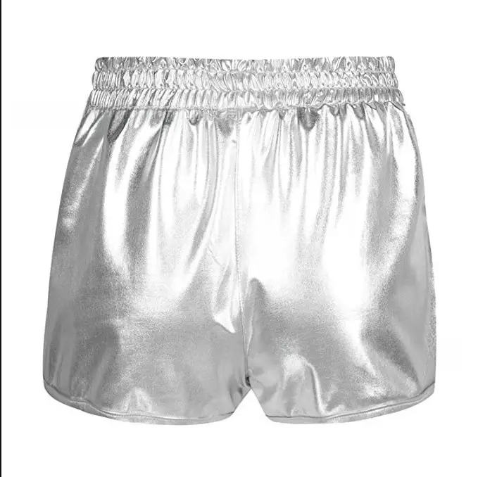 Green Shiny Women's Elastic Waist Shorts - Image 32