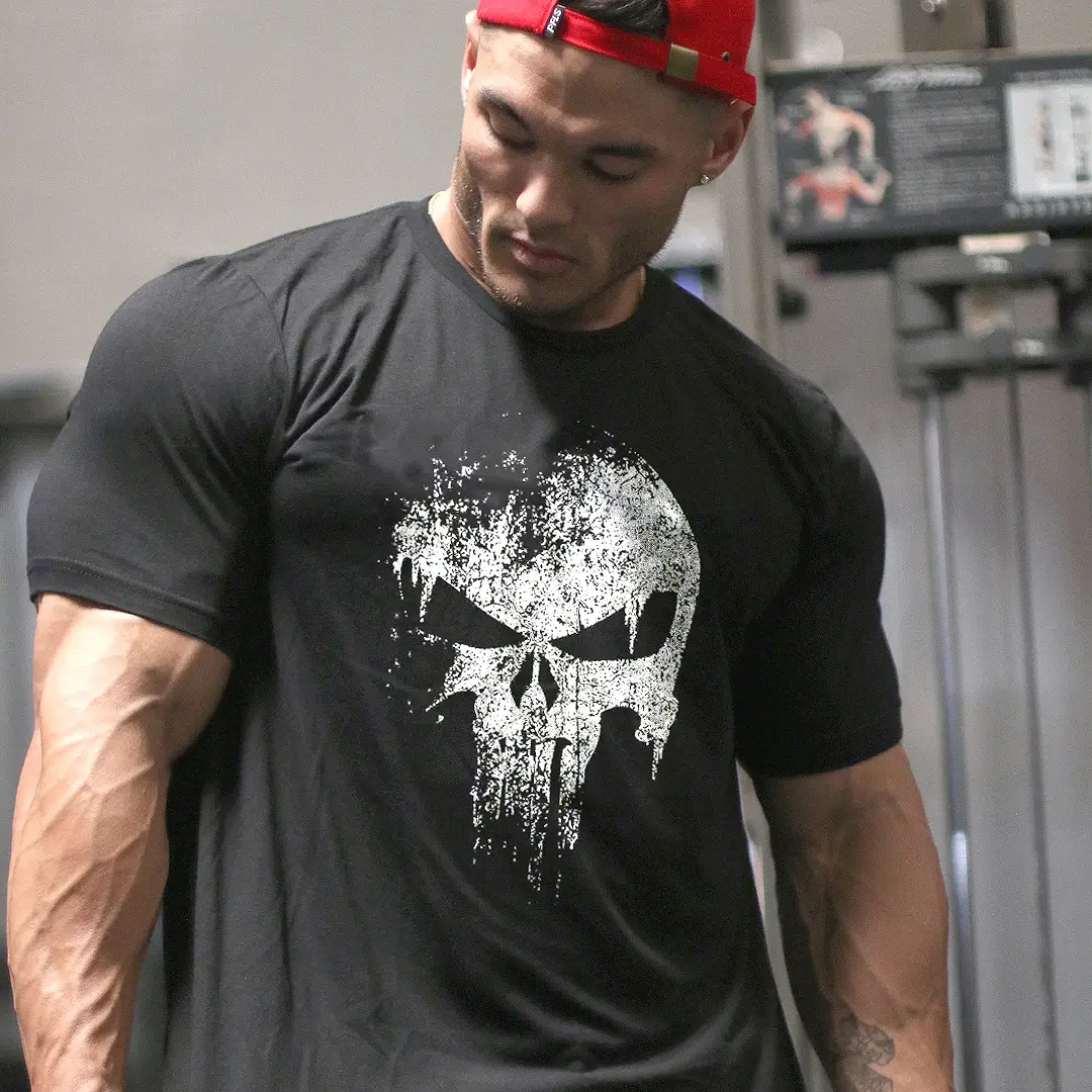 Cross-border men's Skull Graphic T-Shirt Dark Gray