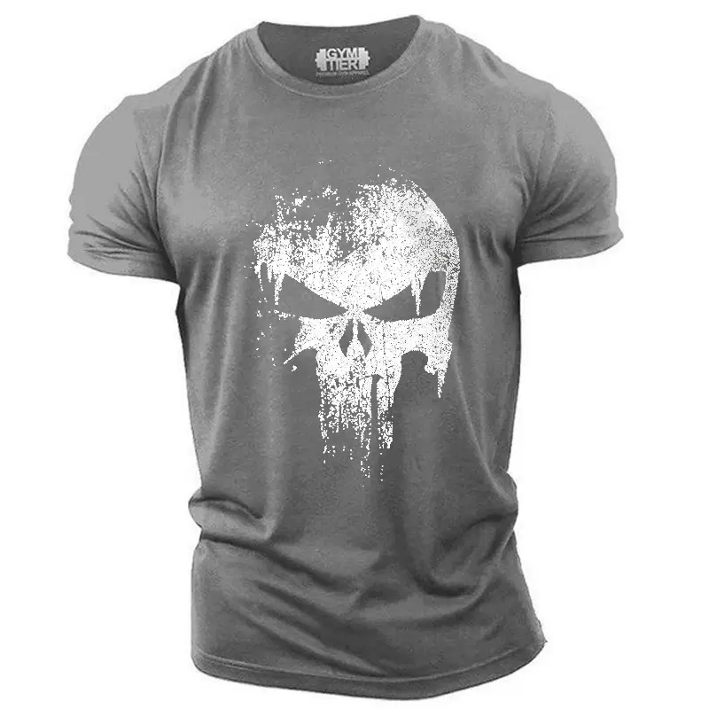 Cross-border men's Skull Graphic T-Shirt Dark Gray - Image 34